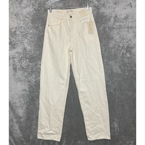 Universal Thread Women Mid Rise Button Fly 90s Baggy Cream Denim Jean 00 Long - Picture 1 of 12